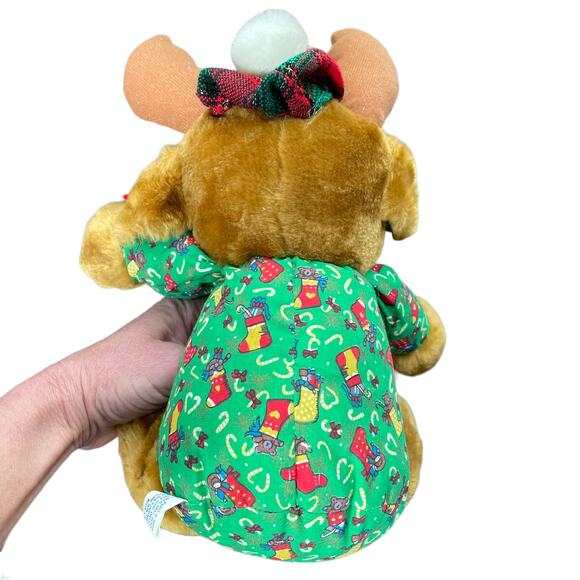 Vintage Christmas Moose Plush Pajamas & Tam Hat Irish Toy 9" Stuffed TAGS - Picture 11 of 16